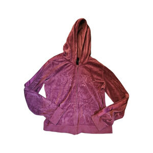 DKNY Active Large Purple Long Sleeve Zip Up Hooded Jacket